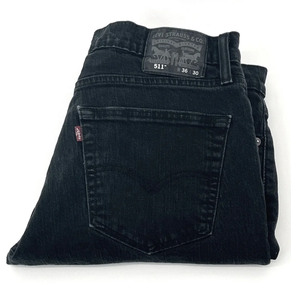 Levi's 511 Slim Jeans‎ Mens 36x30 Black Stretch Denim Pants
